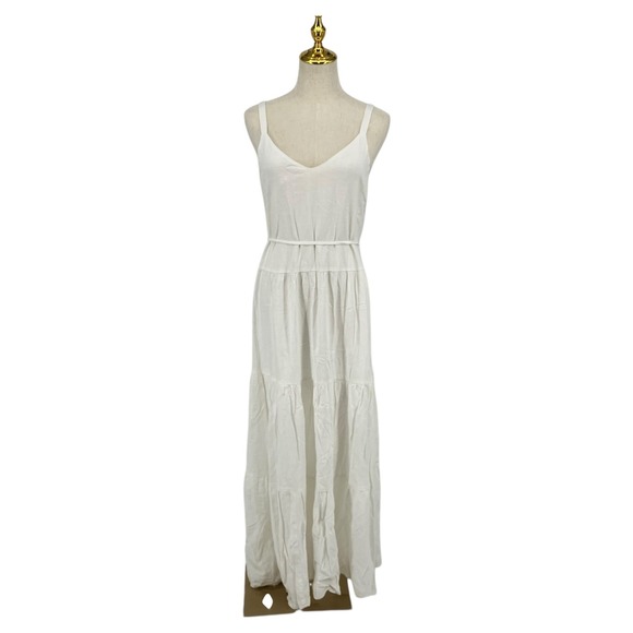 Splendid White Linen Blend Maxi Dress Beach Bohemian Minimalist Cottagecore M - Picture 2 of 10
